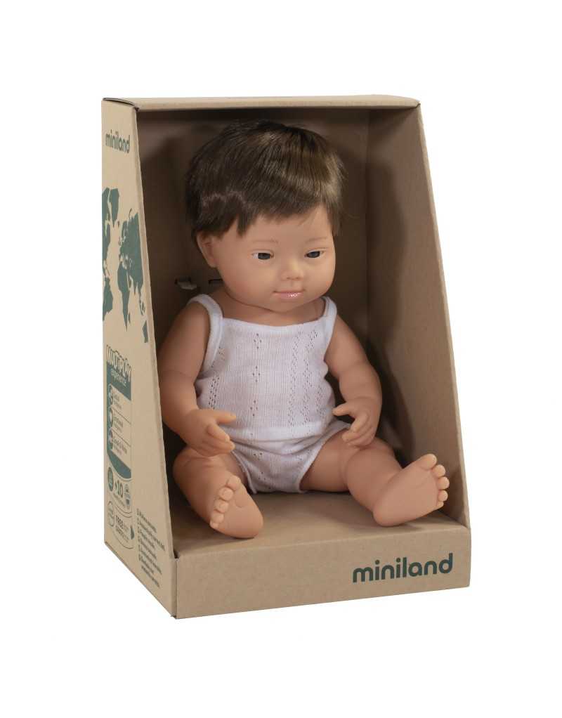MUÑECO CAUCÁSICO CON SÍNDROME DOWN 38 CM